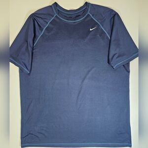 Nike Mens Athletic T-Shirt XXL Blue White Swoosh Logo Performance Activewear Tee